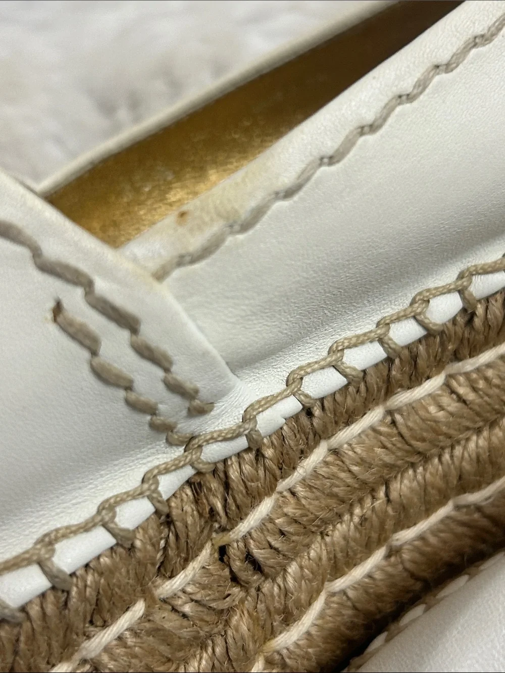 Prada white leather peep-toe platform espadrilles retail $710-$850